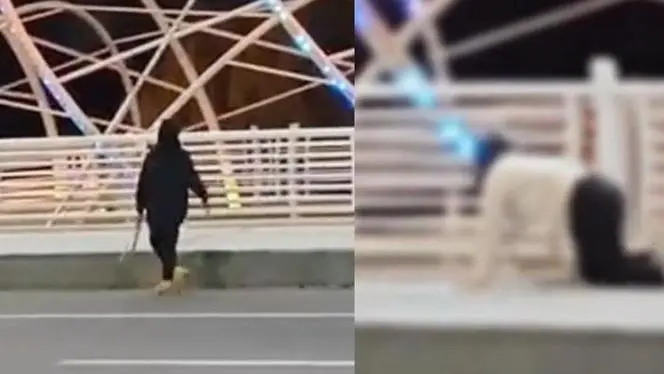 郑州警方通报“一男子在桥上跪地爬行”：2人被行拘