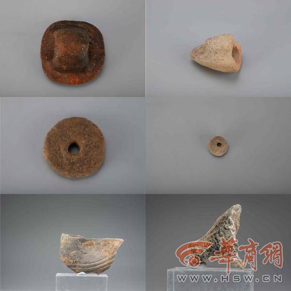出土陶垫、圆形陶器、陶丸、残次陶盂和残次陶疙瘩鬲足.jpg