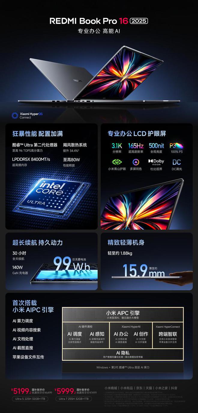 华商头条|REDMI Book Pro 14/16 2025发布 首发小米AI PC引擎