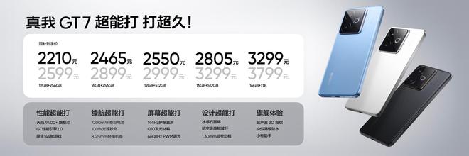 真我GT7发布：2599元起 3nm天玑9400+芯片