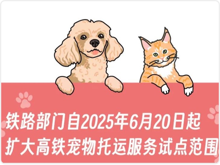 6月20日起铁路部门扩大高铁宠物托运服务试点范围