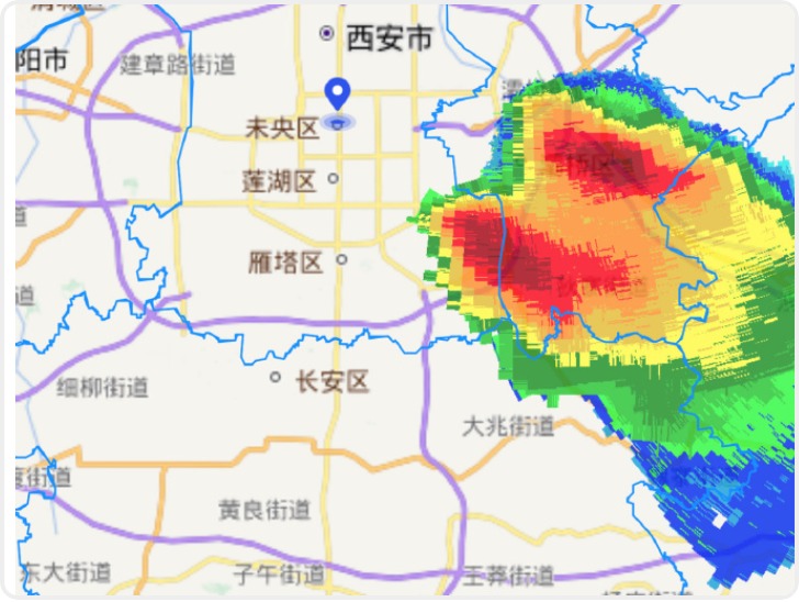 西安城区分散性阵雨来了！遇到短时强降雨别慌，躲一躲就过去了！