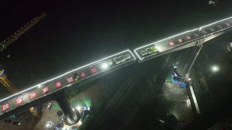 西十高铁西南联络线跨陇海铁路连续梁成功转体