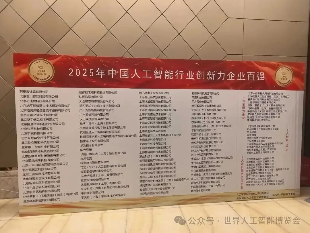 2025年中国人工智能行业创新力企业百强榜单发布