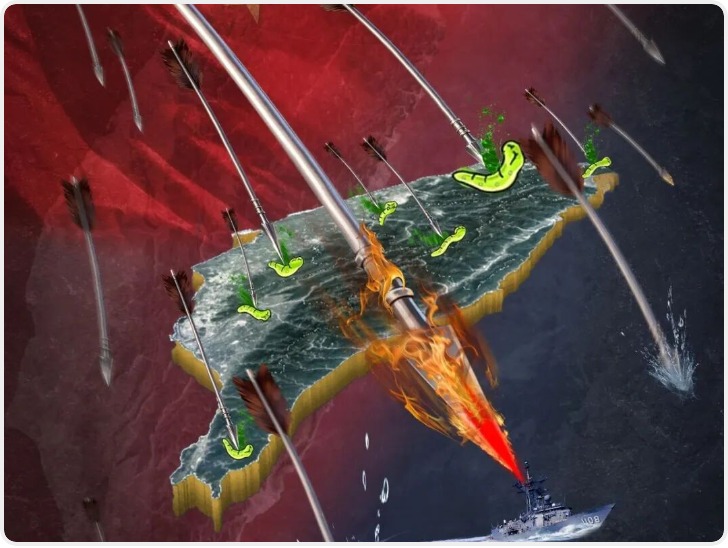 东部战区发布军事演习主题海报《正义之箭 内控外驱》