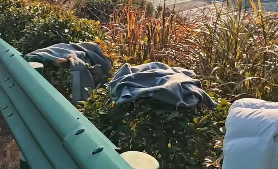 景区山脚现“停衣位” 游客将羽绒服脱到路边：不担心丢失